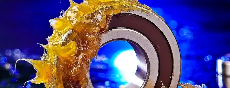 Closeup of a greased bearing